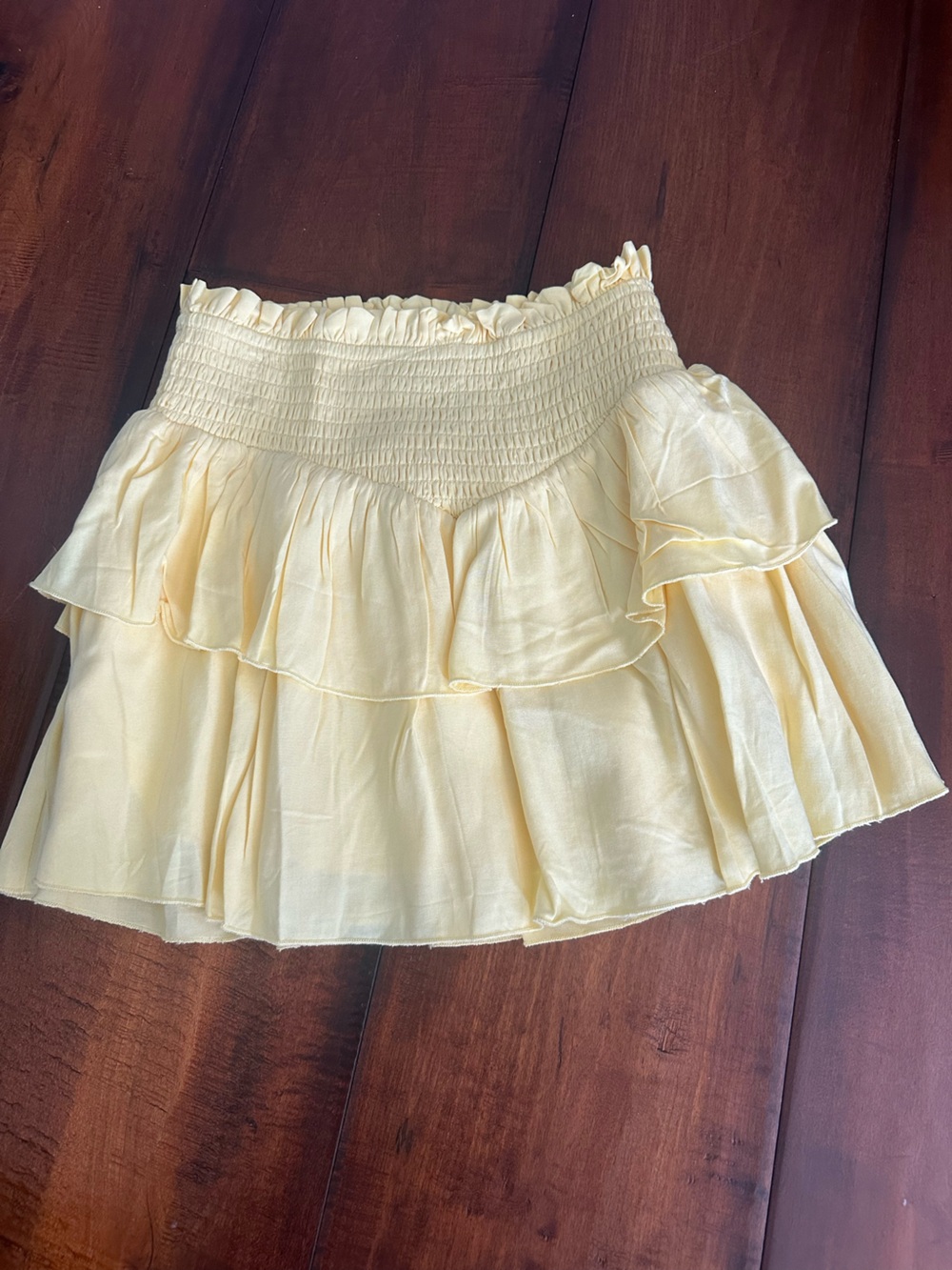 Katie J NYC Pale Yellow Ruffle Mini Skirt